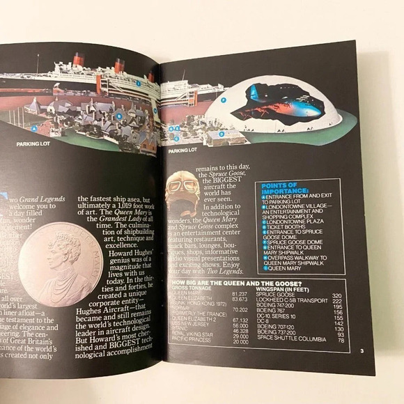 Vintage 80s Queen Mary and the Spruce Goose Brochures Pamphlets Guide Map - Picture 15 of 16